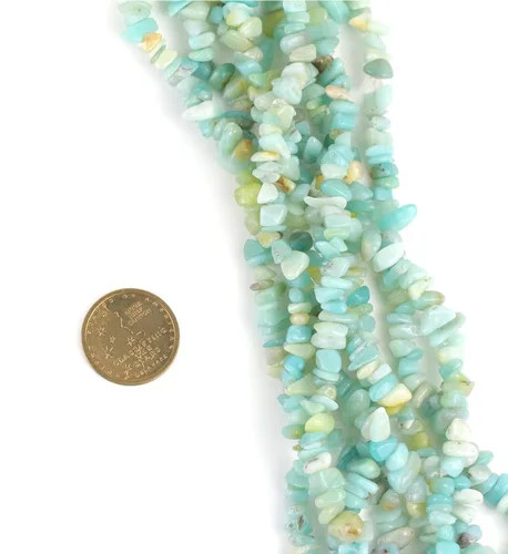 Vista 2 de 31 pulgadas Cuentas de Piedra de Astillado Piedras Preciosas Sueltas con Orificios para Hacer Joyas (Amazonita)