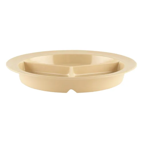 Vista 3 de G.E.T. CP-530-T Tan 9" 3-Compartment Plate, Break Resistant Dishwasher Safe Melamine Plastic, Supermel Collection (Pack of 12)