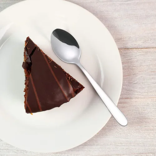 Vista 4 de Cuchara de postre de acero inoxidable de 12 piezas, juego de cucharas de cubiertos