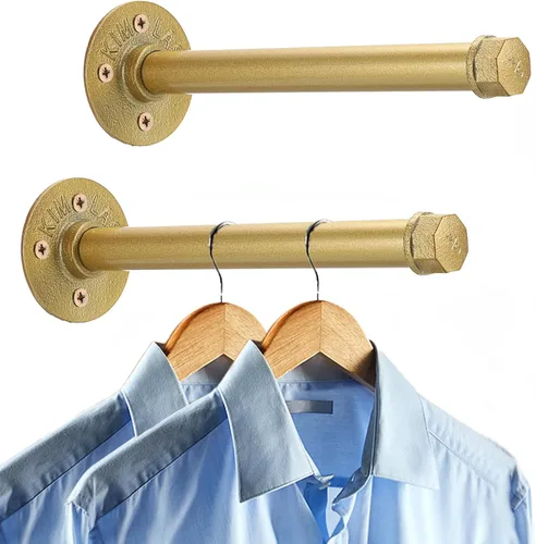 Vista 9 de Sumnacon 2 Piezas Barra de Ropa de Tubo Industrial de 5.9 Pulgadas – Perchero de Metal Rústico de Servicio Pesado con Tornillos, Soporte para Ropa