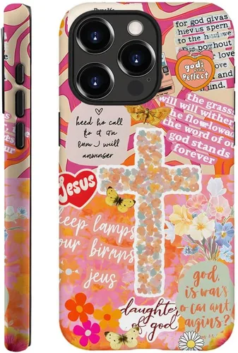 Vista 33 de DAIZAG Funda compatible con iPhone 11, funda duradera de protección contra golpes para niñas y mujeres, cruz bíblica, collage de flores