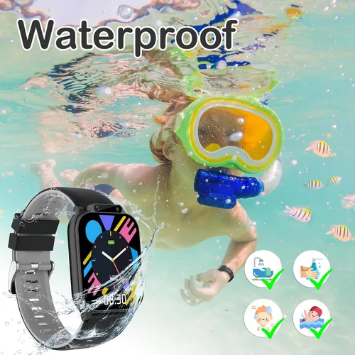 Vista 5 de Reloj inteligente para niños de 1.85" con rastreador de fitness y sueño, reloj inteligente para niños resistente al agua IP68, regalos para niños