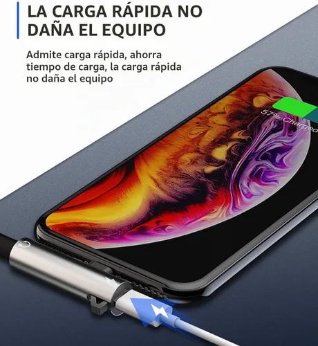 Vista 3 de Adaptador de auriculares Lightning a conector de audio AUX de 0.138 in y extensor de cargador Dongle auricular divisor compatible con iPhone 12 Mini
