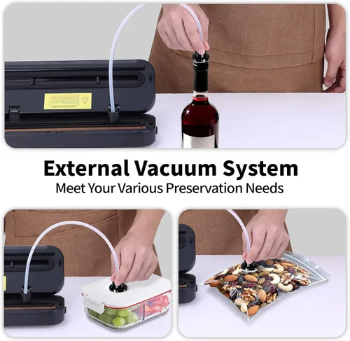 Vista 7 de Máquina selladora al vacío de alimentos CALOOP con 20 bolsas de sellado, potente ahorrador de alimentos de 80 Kpa para almacenamiento en la cocina