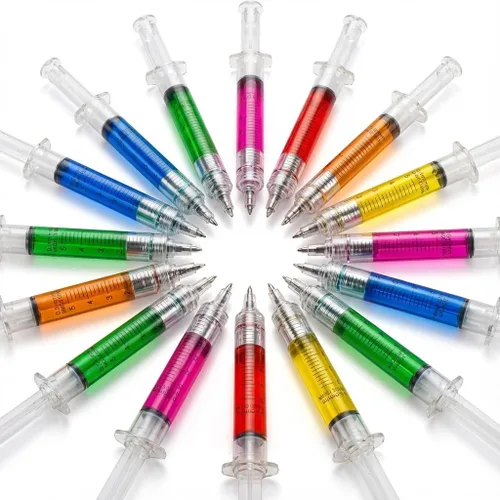 Vista 7 de Bedwina Bolígrafos de jeringa (paquete a granel de 12) bolígrafos retráctiles divertidos multicolor novedosos para enfermeras, suministros escolares