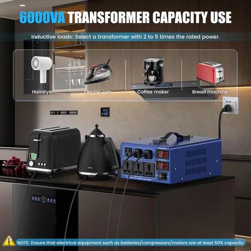 Vista 5 de 6000 W Transformador de conversión de voltaje de alta resistencia Paso arriba/Paso abajo AC 110V/120V/220V/240V conversión de potencia