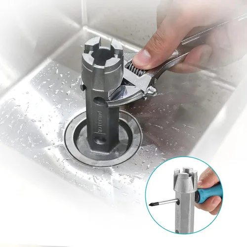 Vista 6 de DURATECH Llave removedora de drenaje de tubo, llave de aleación de aluminio de doble extremo para desagües de baño y ducha Llave de aleación