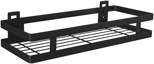 Vista 8 de qiuqiu Estante de almacenamiento de acero inoxidable montado en la pared, estante flotante negro, estante de especias para cocina, baño con varios