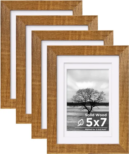 Vista 21 de Egofine - Juego de 4 portarretratos A4 de madera maciza y cubierta de plexiglás de 4 x 6/6 x 8 pulgadas con paspartú o A4 sin paspartú, para mesa