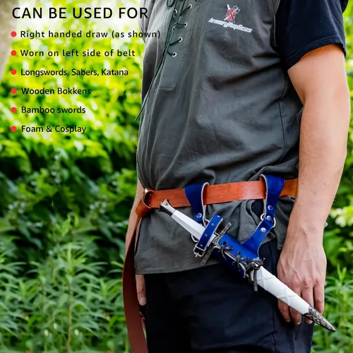 Vista 86 de Armory Replicas™ - Rana espada de cuero hecha a mano – Disfraz medieval LARP hebilla ajustable y cinturón de arma con cable soporte