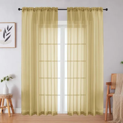 Vista 291 de 2 paneles de cortinas traslúcidas blancas para dormitorio, sala de estar, 96 pulgadas de largo, modernas, suaves, ligeras, con bolsillo para barra