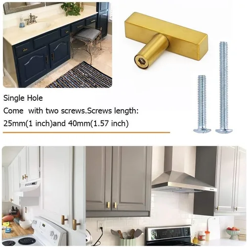 Vista 4 de Goldenwarm LS1212GD - Paquete de 15 tiradores de latón cepillado para cajones de cocina, manijas de acero inoxidable para cajones de cocina LS1212GD