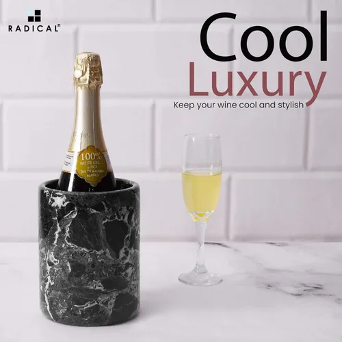 Vista 2 de Radicaln Enfriador de Vino de Mármol Negro de 6.5 Pulgadas Hecho a Mano Enfriador de Bebidas Para Accesorios de Bar, Enfriador de Vino Para Champán