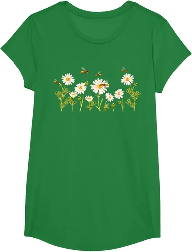 Vista 82 de Marguerites Daisy - Camiseta de verano con margaritas de jardín de flores, Negro, S
