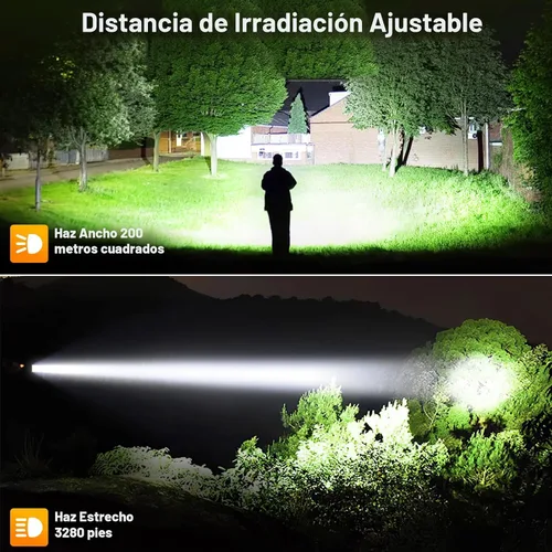 Vista 6 de MILAOSHU Linternas Recargables de 90000 Altos Lúmenes, Batería de 10000 ɱAh, Linterna LED con Luz Cob para el Hogar, Súper Brillante, 7 Modos