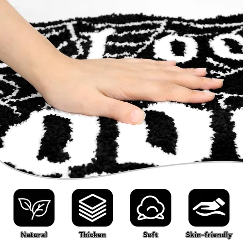 Vista 6 de Meetory Alfombra de baño de Halloween – Tapete de baño de telaraña, lavable a máquina, tapete gótico para Halloween, tapete de baño gótico