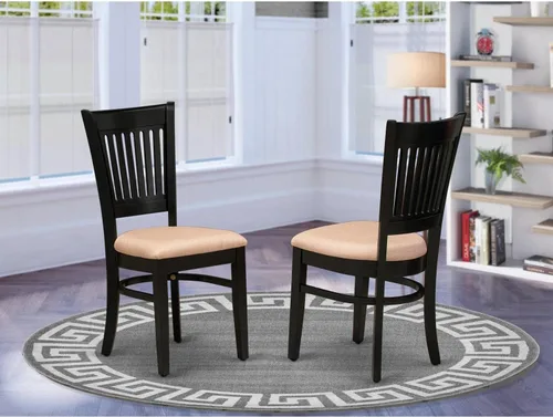 Vista 2 de East West Furniture VAC-BLK-C Vancouver Sillas de Comedor - Sillas de Madera Tapizadas en Tela de Lino, Juego de 2, Negro