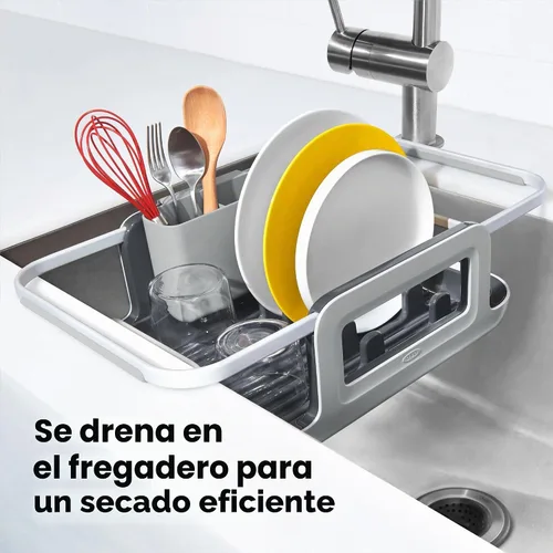 Vista 3 de OXO Good Grips Escurridor de Platos Extensible de Aluminio Sobre el Fregadero para Secar