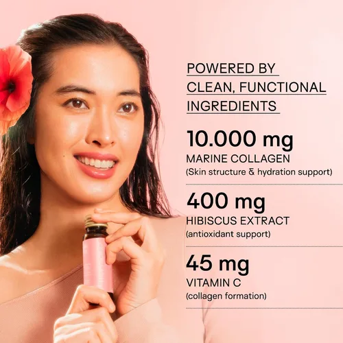 Vista 5 de Happy Aging Marine Collagen Peptides Glow Shot 10,000 mg - Colágeno líquido para mujeres con entrega liposomal - Promueve la hidratación de la piel