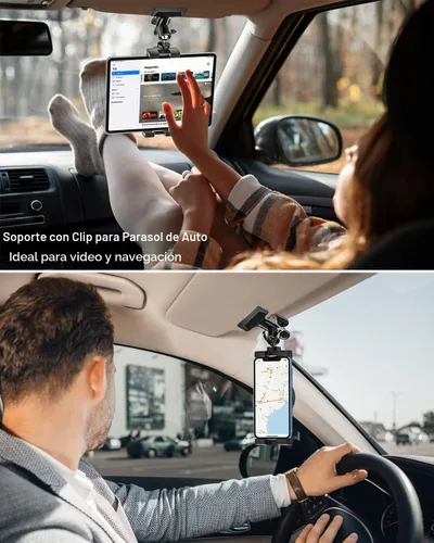 Vista 3 de Soporte para tablet de automóvil, soporte para tableta de automóvil, rotación de 360°, abrazadera universal para volante con tornillo de 1/4