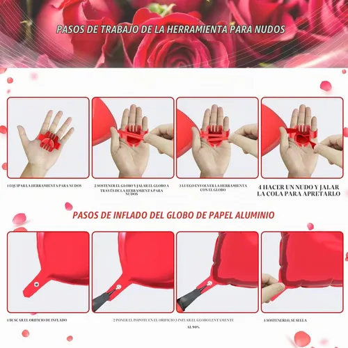Vista 4 de Kit de globos para el día de San Valentín, globos con texto en inglés "I Love You", globos de corazón blanco y rojo, pétalos de rosa para el día de 1