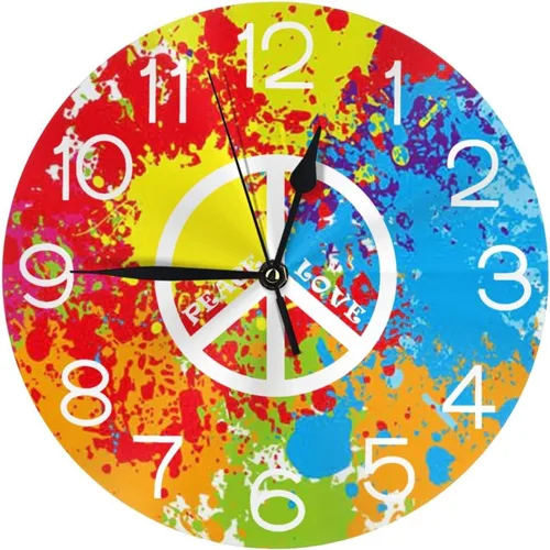 Vista 12 de Reloj de pared redondo de 250 años de aniversario, silencioso, sin tictac, funciona con pilas, retro con bandera de Estados Unidos, relojes