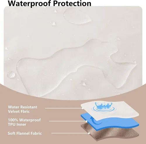 Vista 2 de Manta impermeable para perros pequeños, a prueba de fugas, manta reversible para sofá, cama, protector de muebles lavable a máquina, 25 x 35 Beige