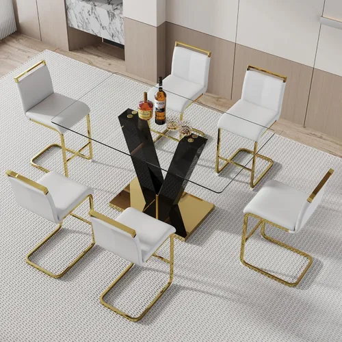 Vista 25 de Ebullient Juego de mesa de comedor de bar de 63 pulgadas para 2, juego de mesa de comedor de bar moderno con 2 taburetes de cuero sintético, mesa