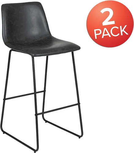 Vista 4 de Flash Furniture Taburete de bar LeatherSoft de 30 pulgadas, gris oscuro Grado comercial, altura de la barra