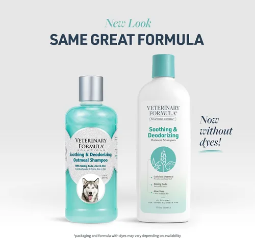 Vista 2 de Veterinary Formula Smart Coat Complex - Champú de avena calmante y desodorizante para perros, 17 onzas líquidas, bicarbonato de sodio elimina