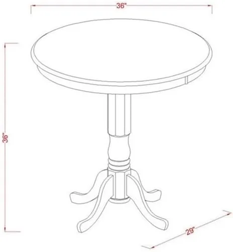 Vista 5 de East West Furniture JACH3-BLK-C - Juego de mesa de comedor de 3 piezas de altura de mostrador contiene una mesa redonda de madera con pedestal y 2