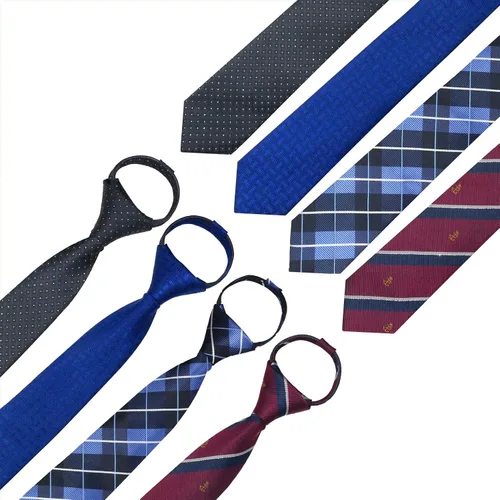 Vista 2 de AUSKY Corbata ajustada con cremallera ajustable preatada, lazos delgados de clip de 2.35 pulgadas para hombres o niños