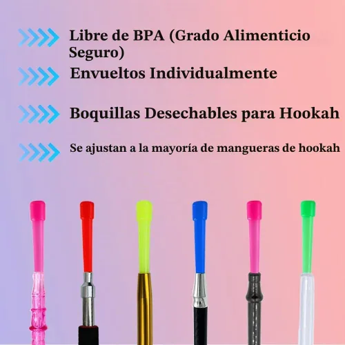 Vista 3 de Puntas de cachimba desechables cachimba boca puntas individuales envueltas colores mezclados (50)