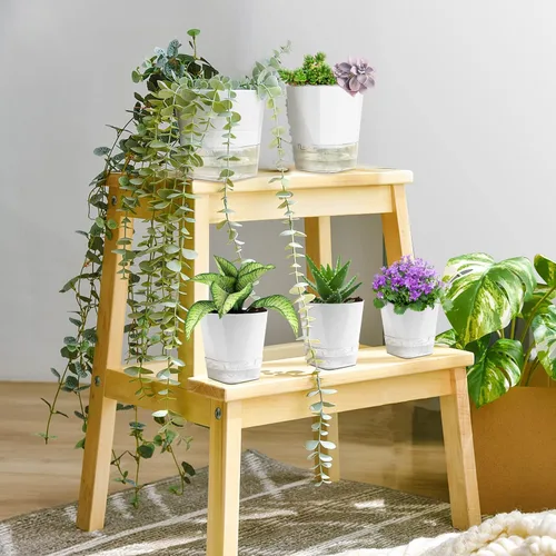 Vista 4 de GearRoot Paquete de 6 macetas de riego automático, maceta de 6.6/5 pulgadas, macetas decorativas de riego automático para plantas