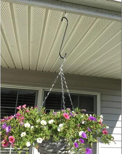 Vista 2 de Lchkrep Paquete de 6 ganchos para plantas de 10 pulgadas, color negro, ganchos grandes para plantas, cestas colgantes, flores, pérgola, jardín