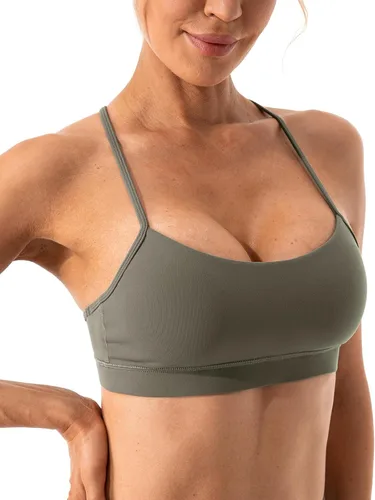 Vista 5 de Ukaste Sujetador deportivo con espalda en Y para mujer, con relleno de tirantes delgados, de bajo impacto, para entrenamiento y yoga