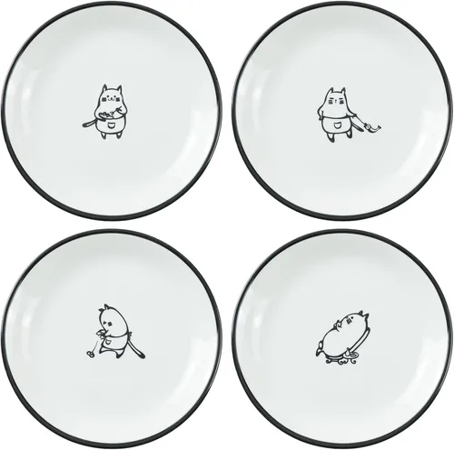 Vista 9 de Cute Cat Butts - Platos de cerámica para salsas, divertidos platos de condimentos para gatos de dibujos animados, cuencos de sushi y soja, platos