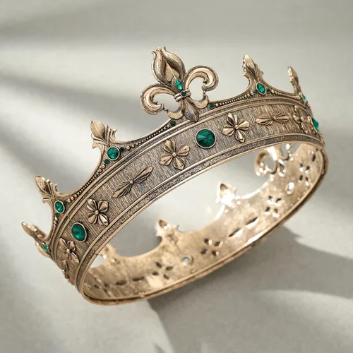 Vista 2 de SWEETV King Crown, Medieval Crown for Men, Men's Headband Prince Estilo 2: oro+verde