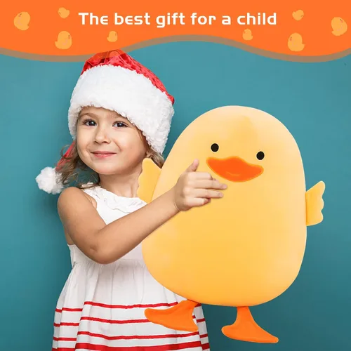 Vista 3 de DEYI Peluche de pato de peluche, juguetes suaves de patito amarillo, regalos para amigos y niños, Navidad, bonita almohada amarilla