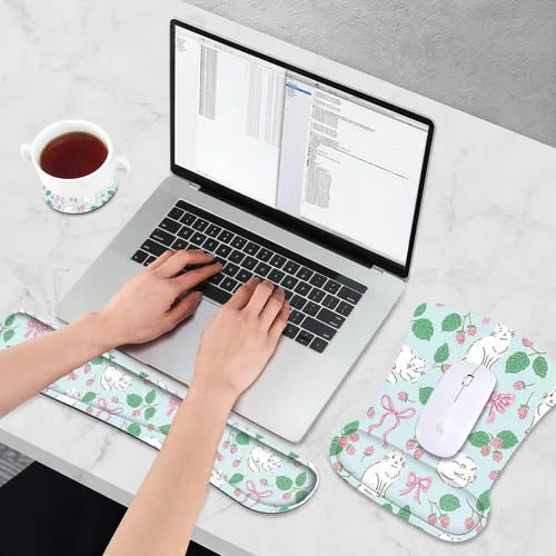 Vista 2 de AIMSA Reposamuñecas ergonómico para teclado y alfombrilla para mouse con soporte de muñeca, bonito juego de alfombrillas de espuma viscoelástica