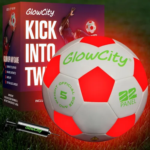 Vista 14 de GlowCity Balón de fútbol que brilla en la oscuridad - Tamaños 3, 4, 5 para niños, adolescentes y adultos - Balón de fútbol que se ilumina con 2