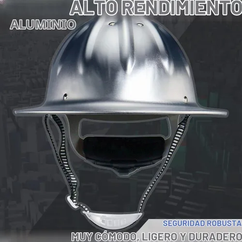 Vista 2 de Casco de seguridad de aluminio con suspensiones de trinquete, gorra de seguridad plateada, talla única, se adapta a la mayoría