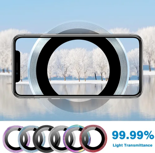 Vista 3 de Protector de lente de cámara compatible con iPhone 15 y 15 Plus, cubierta antiarañazos, protector de lente de vidrio templado 9H, protector de Negro
