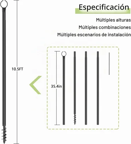 Vista 4 de Paquete de 2 postes de luz de cadena para exteriores, postes de luz de cadena de 10.5 pies para luces de cadena de luces, postes de luz de patio