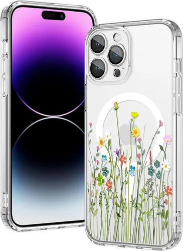 Vista 39 de OOK Magnetic for iPhone 17 Case Clear Pretty Flower Girls Women [Not Yellowing][Screen Protector] [ MagSafe Compatible] with Full Camera Lens