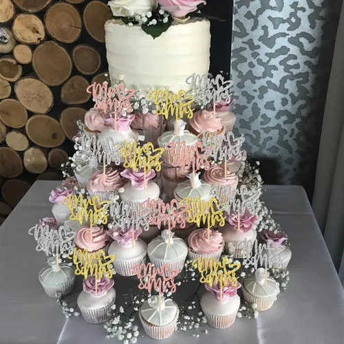 Vista 5 de 36 piezas de decoración para cupcakes con corazón de amor con purpurina para despedida de soltera, para boda, compromiso, cumpleaños, aniversario