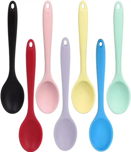 Vista 9 de Vituer - Juego de 7 cucharas de silicona para servir, resistentes al calor, cucharas de cocina antiadherentes para cocinar, cucharas de servir