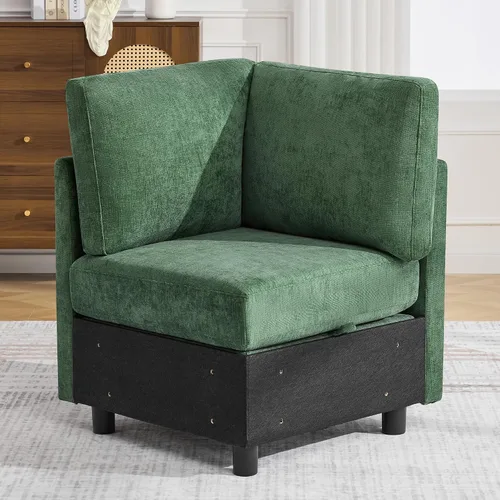 Vista 73 de WUTUTUEE Sofá seccional modular en forma de L de 83" con almacenamiento y otomano móvil, sofá convertible de 4 asientos reversible chaise de Beige