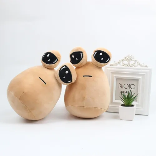 Vista 3 de BULINGNA Lindo peluche de Pou de dibujos animados, juguete de peluche de Alien Pou, regalo de cumpleaños para niños y adultos