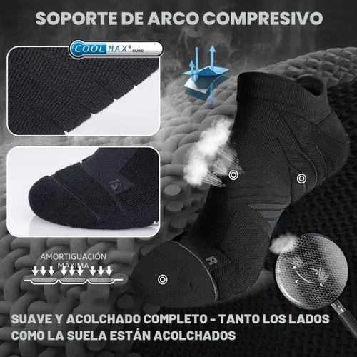 Vista 5 de Hylaea Calcetines deportivos para correr sin visibles, antiampollas, con tecnología Coolmax, sin costuras y antiolor 3 Pares Negro